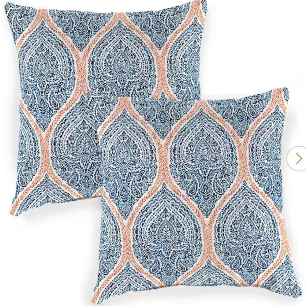 20” x L x 20” W x 6” T Square Outdoor Throw Pillow in Andorra Tiger Lily-2-Pack